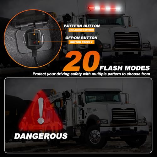ASPL 26inch 126 LED Rooftop Emergency Strobe Lights Bar Double Side Flashing Safety Warning Traffic Advisor Light Bar Hazard Snow Plow Light for Work Trucks Vehicles Construction Tow Pickup(Red/White) - color: Red/White