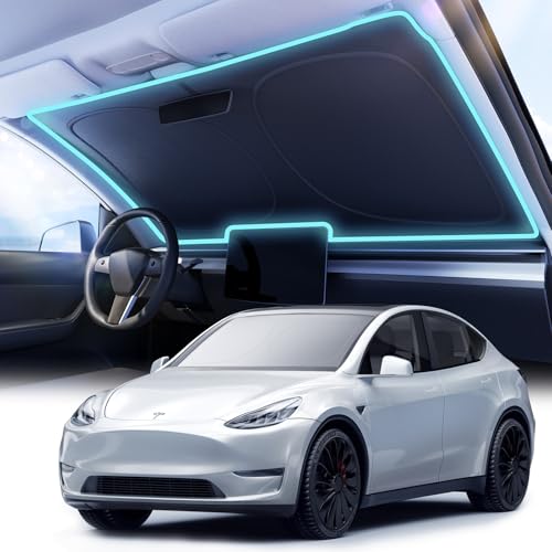 2026 Upgraded Nmoiss Car Windshield Sun Shade [Dot Matrix Reflective Coating] Extended Edge No Light Leakage Design Cooling Protect Car Interior from UV Damage Medium - size: Medium