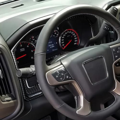 Car Center Console Instrument Frame Sticker Carbon Fiber Decal Cover Interior Trim for Chevrolet Silverado/GMC Sierra 1500 2500HD 3500HD 2014-2018 Accessories - color: Center Console Instrument Frame