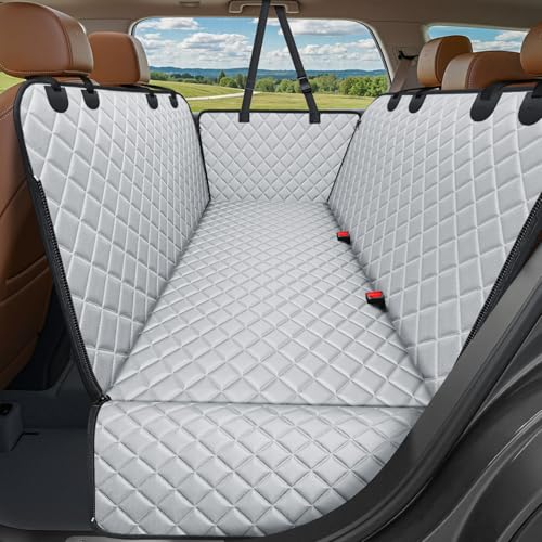 URPOWER Dog Car Seat Cover for Pets 100% Waterproof Seat Cover Hammock 600D Heavy Duty Scratch Proof Nonslip Durable Soft Back Seat Covers for Cars and SUVs - color: Light Gray, size: Standard - 54" Length