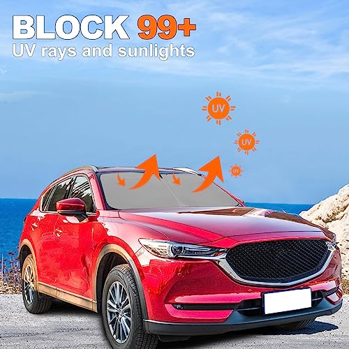 2026 Upgrade Front Windshield Sunshade fit for Mazda CX-5 2017-2026 Reflector Foldable Car Shade Automotive Windshield Sunshades for Mazda CX-5 Windshield Sun Shade |Keeps Your Vehicle Cool| - size: Fit for Mazda CX-5 2017-2026