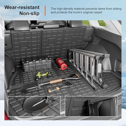 powoq Cargo Mat Compatible with 2019-2025 Toyota RAV4 Backrest Mat Cargo Liner Trunk Mat Back Seat Protector Replacement for 2019-2024 2025 Toyota RAV4 Accessories (Trunk Mat+Backrest Mats) - size: Compatible with Toyota RAV4 | 2019-2025