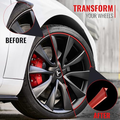 RIMiQ PROTECTiQ PRO Universal Rim Protection Trim - Curb Rash Guard with Award-Winning 3/8" Patented Design and Premium 3M Tape - Fits Up to 4X 24 Wheels, Cars, Trucks, SUVs - Red - color: Red, size: Protectiq Pro