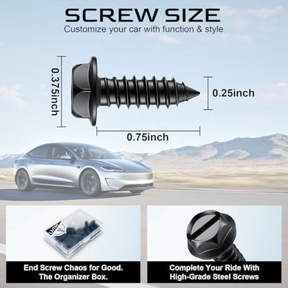 LivTee Rustproof License Plate Screws for Securing License Plates Frames and Covers on Cars and Trucks, 8 Sets Premium Stainless Steel Self Tapping Mounting Bolts (Black Zinc Plated) - color: Slotted-Black, size: 8 Pack
