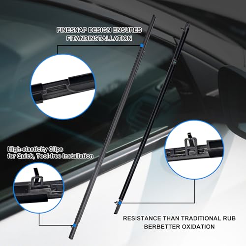 Window Molding Trim Seal for Honda Civic 2006-2011 Accessories, Outer Door Black Rubber Weather Stripping Belt, Replacement 72450-SNA-A01 (4PCS) - size: 2006-2011 Honda Civic