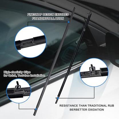 Window Molding Trim Seal for Honda Civic 2006-2011 Accessories, Outer Door Black Rubber Weather Stripping Belt, Replacement 72450-SNA-A01 (4PCS) - size: 2006-2011 Honda Civic