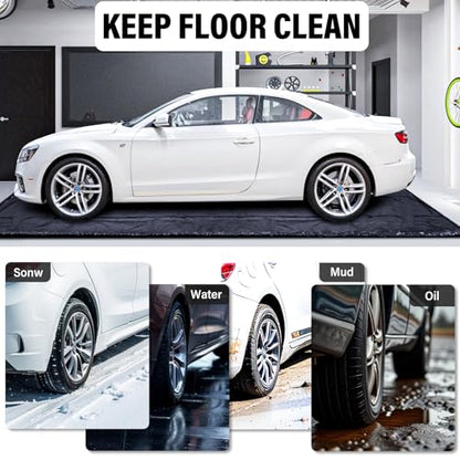 Garage Floor Mat, Garage Car Mat - Non-Slip Waterproof Containment Mat, Heavy Duty Durable Protection, Easy to Clean & Install, Perfect for Garage, Workshop, Parking (7'9"W x 21'L)