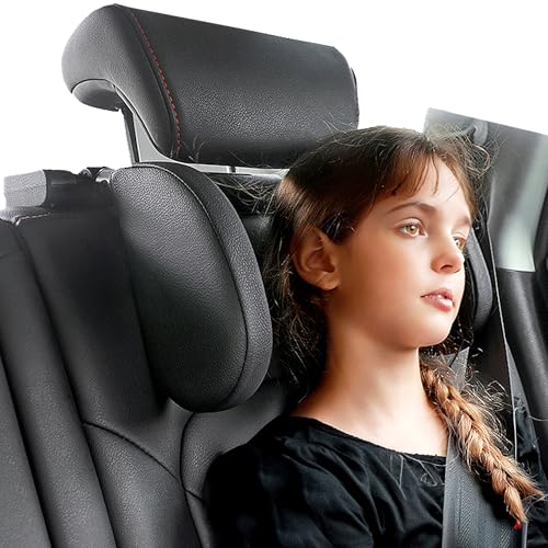 JZCreater Car Headrest Pillow, 180°Adjustable Head Neck Support Pillow, U- Shaped, Travel Sleeping Car Headrests, Only for Car Seat Headrest with 2 Metal Poles， Not for Fixed or Integrated headrests - color: Black