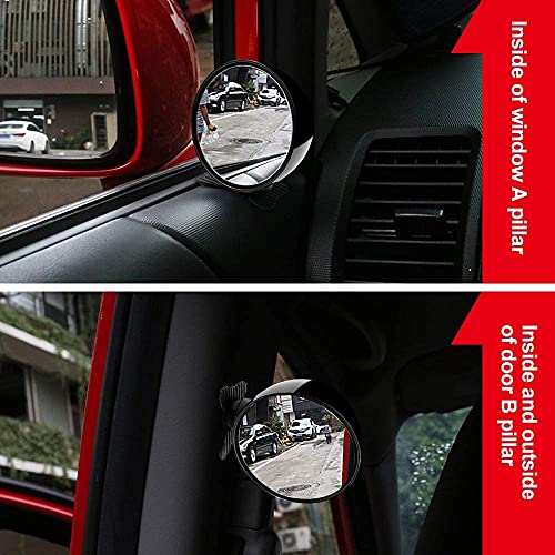 Biqing Blind Spot Mirrors, Universal Car Accessories, 360 Adjustable, Convex, Black, 2.75 Inch, Rear View Mirror, Auto Auxiliary Mirror, 1PC