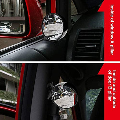 Biqing Blind Spot Mirrors, Universal Car Accessories, 360 Adjustable, Convex, Black, 2.75 Inch, Rear View Mirror, Auto Auxiliary Mirror, 1PC