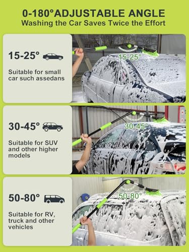 59" PBT 180°Rotatable Car Wash Brush with Long Handle New Process Not Easy to Produce Floating Hair Suitable for Snow Sweeping SUV MPV Truck Rv Caravan Indoor Outdoor Cleaning Window Wheel