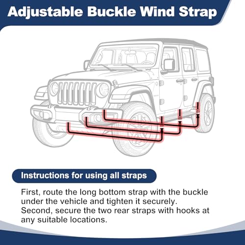QUNSUNUS JK JL Cab Cover 4 Door, Waterproof JK JL Cover with Cotton Liner, All Weather JKU JLU Cab Covers with Adjustable Straps and Zipper for Wind, Sun, Rain and Dust Protection - size: for Jeep JK&JL 4 Door Cab Cover