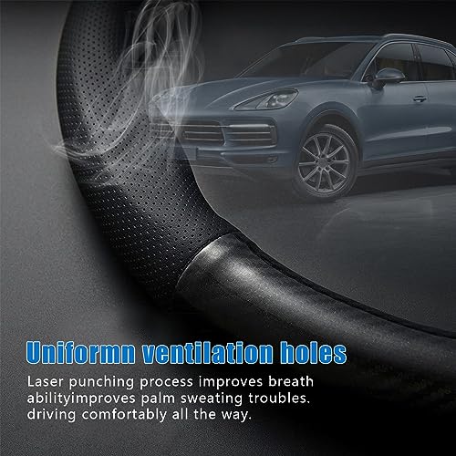 gunhunt 1 PC Car Breathable Steering Wheel Cover, Carbon Fiber Non-Slip Steering Wheel Protector, Wear -Resistant Steering Wheel Sleeve, Four Seasons Universal Steering Wheel Set (D -Shaped) - size: D Shape