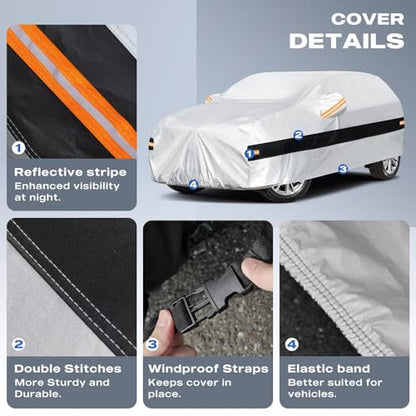 10 Layers SUV Car Cover Custom Fit for Cadillac XT5, SRX (2016-2026), Waterproof All Weather for Automobiles, Outdoor Full Cover Sun Dust Rain Protection with Cotton. Silver - size: Custom Fit for Cadillac XT5/SRX