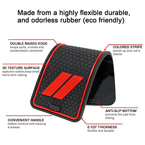 Fits Dodge Charger Accessories 2015-2023, Cup Holder Insert Center Console Shifter Liner Trim Interior Door Pocket Mats Pad (24pcs Set, Red Trim) - color: Red