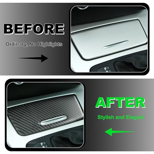 WINKA Carbon Fiber Interior Compatible with BMW 3 Series E90 328i 325i 330i Car Center Storage Box Panel Cover E92 E93 318i 320i 335i Cigarette Lighter Panel 2006-2012 Trim Central Console Accessories