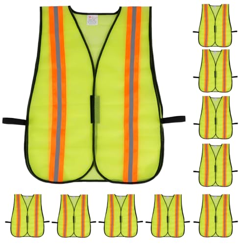 zojo High Visibility Safety Vests,Adjustable Size,Lightweight, Wholesale Reflective Vest for Outdoor Works, Cycling - color: 10pcs-fluorescent Yellow, size: One Size