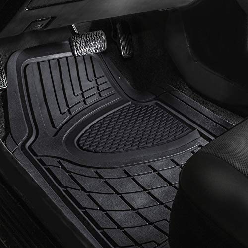 FH Group Premium Liners Tall Channel Trimmable All Weather Rubber Full Set Car Floor Mats (Black) w. Trimmable All-Season Cargo Liner (Black) - Universal Fit for Cars Trucks and SUVs - color: Black, style: With Cargo Mats