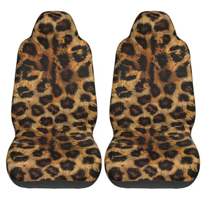 Leopard Print Seat Covers Brown Cheetah Car Accessories Universial Fit Bucket Seats Covers for SUV Truck Vans Sedans Front Seat Only Seat Protector Washable Polyester Seat Cushion - color: Leopard
