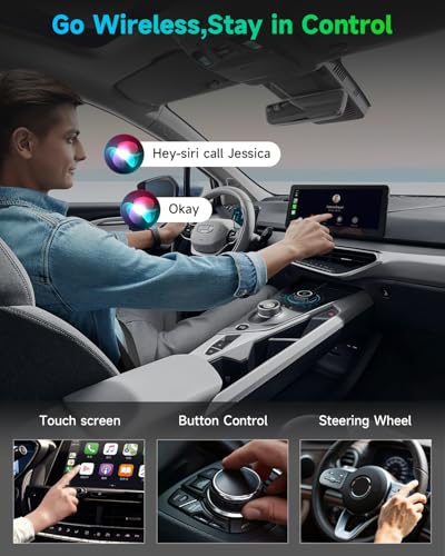 Wireless CarPlay Adapter for iPhone & Android, 2-in-1 Apple CarPlay Wireless Adapter, Plug & Play, Low Latency, USB-A/C, Converts Wired to Wireless CarPlay (iOS 10+, Android 11+)