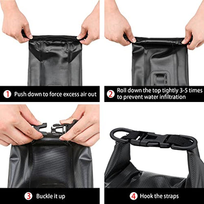 Boat First Aid Kit Waterproof, WELL-STRONG Marine Emergency Kit with Roll Top Dry Bag for Boating Fishing Kayaking – Water-Resistant Contents for Camping & Beach（Black） - color: Ws011-black