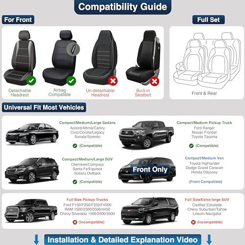 OASIS AUTO Car Seat Covers Full Set Premium Waterproof Faux Leather Cushion Universal Accessories Fit SUV Truck Sedan Automotive Vehicle Auto Interior Protector (013-Brown) - color: 013-Brown