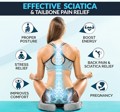 ComfiLife Gel Enhanced Seat Cushion – Office Chair Cushion – Non-Slip Gel & Memory Foam Coccyx Cushion for Tailbone Pain - Desk Chair Car Seat Cushions Driving - Sciatica & Back Pain Relief (Gray) - color: Gray