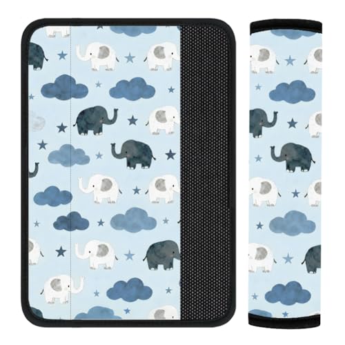2Pcs Seat Belt Cover Pad 11 Inch Long Seat Belt Cushion Soft Comfort Shoulder Strap Protector Neck Pad Auto Accessory Decoration for Car Truck SUV Bag Backpack Playful Elephant - color: Playful Elephant