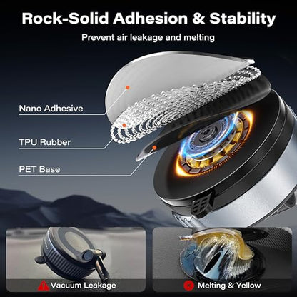 APPS2Car Car Phone Holder, Gel-Lock Strong Suction Phone Holders for Your Car Dashboard/Windshield, Dual-Axis Damping Arm, Ultra Stable Easy Clamp Car Phone Mount Stand for iPhone, Samsung, Google