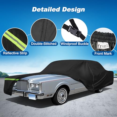 QUNSUNUS Car Cover for Lincoln Town 1981-2012, Waterproof Car Covers with Cotton Lining, All Weather Town Cover with Straps and Zipper for Wind, Sun and Dust Protection - color: for Lincoln Town 1981-2012