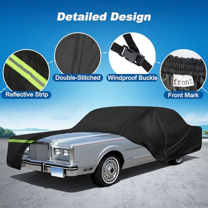 QUNSUNUS Car Cover for Lincoln Town 1981-2012, Waterproof Car Covers with Cotton Lining, All Weather Town Cover with Straps and Zipper for Wind, Sun and Dust Protection - color: for Lincoln Town 1981-2012