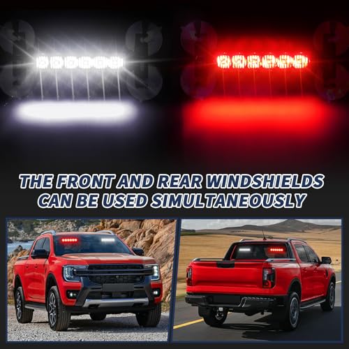 4X 6.1 inch Emergency Strobe Lights Red/White 24 LED Waterproof Hazard Warning Flashing Safety Dash Front/Rear/Side Windshield Lights for Volunteer Firefighter Vehicles POV Trucks - color: Red/White
