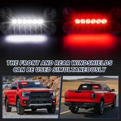4X 6.1 inch Emergency Strobe Lights Red/White 24 LED Waterproof Hazard Warning Flashing Safety Dash Front/Rear/Side Windshield Lights for Volunteer Firefighter Vehicles POV Trucks - color: Red/White