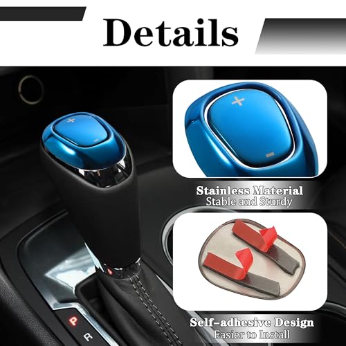 TOMALL Stainless Steel Car Gear Shift Knob Cover Compatible with Chevy Equinox 2018-2020 Malibu XL 2016-2020 Cruze 2017-2019 Shifter Panel Trim Gear Lever Cover for Car Accessories (Blue) - color: Blue
