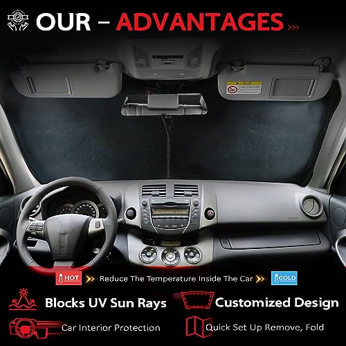 KAYZT Windshield Sun Shade for 2006-2021 Nissan Frontier Foldable Sunshade Front Window Custom Fit Car Accessories - size: For 2006-2021 Nissan Frontier