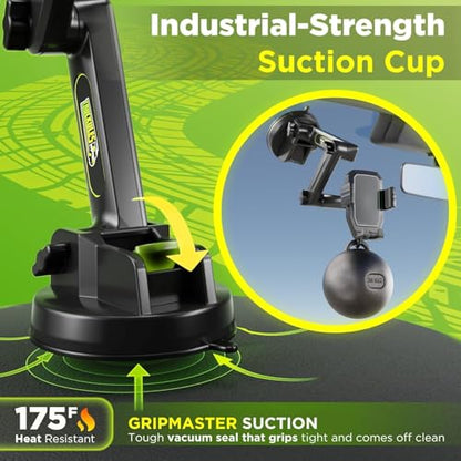 Cell Phone Mount for Truck Phone Holder for Truck Drivers - Heavy Duty Suction Cup, iPhone Holder for Dashboard Window 16.9 inch Long, for iPhone & Samsung, 18 Wheeler Trucker, Gray