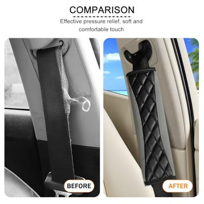 2PCS Car Seat Belt Cover, Soft Comfortable Leather Vehicle Seatbelt Shoulder Pad Cushion, Breathable Automotive Interior Seat Strap Harness Mat, Universal for RV SUV Truck (Gray) - color: Gray