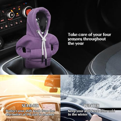 vvag Gear Shift Hoodie, Hoodie Car Gear Shift Cover, Car Shift Knob Hoodie, Automotive Interior Accessories, Universal Fit Knob Cover Gift (Purple) - color: Purple