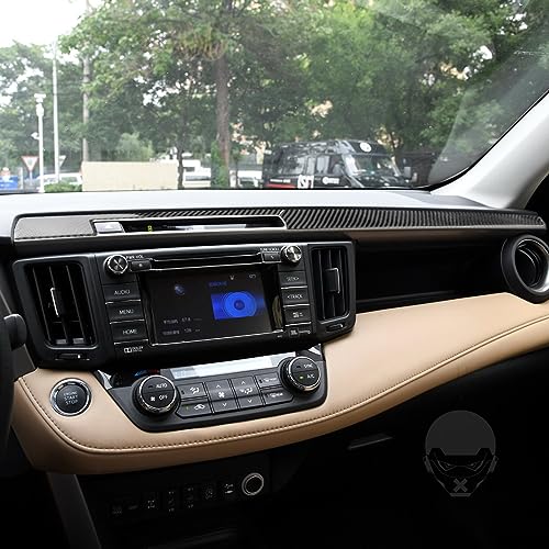 NVCNX Real Premium Carbon Fiber Car Dashboard Warning Light Switch Button Panel Cover Decal Compatible with Toyota RAV4 2013 2014 2015 2016 2017 2018 Interior Dash Trim Accessories 3PCS Black - color: Dashboard Warning Light Switch Panel Trim