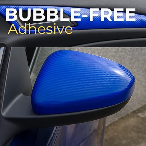 RockRose Carbon Fiber Vinyl Wrap, Anti-Wrinkle, Air Release, Automotoive Bubble Wrap, Self Adhesive Vinyl Stickers DIY Decals (5FT x 8FT, 7D Blue) - color: 7D Blue, size: 5FT x 8FT