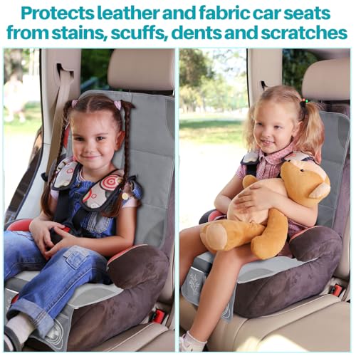 Aurelema 2 Pcs Car Seat Protector with Non-Slip Backing and Mesh Pockets 600d Fabric Child Car Seat Covers Waterproof, Durable for Baby and Pet, Sedan SUV Truck (Gray) - color: Gray