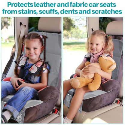 Aurelema 2 Pcs Car Seat Protector with Non-Slip Backing and Mesh Pockets 600d Fabric Child Car Seat Covers Waterproof, Durable for Baby and Pet, Sedan SUV Truck (Gray) - color: Gray