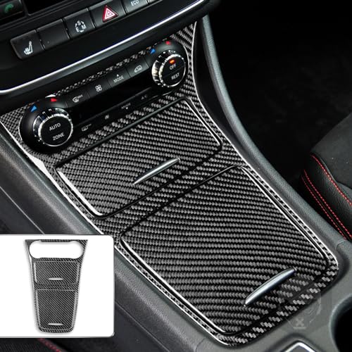 Generic Real Carbon Fiber Center Control Storage Box Surround Frame Cigarette Lighter Storage Box Cover Panel Sticker Cover Compatible with Benz CLA C117 2014-2018 GLA X156 2015-2019 Black - Kit - color: Center Control Storage Box Frame Cigarette Lighter