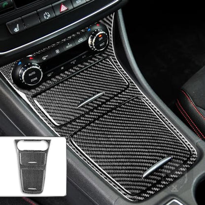 Generic Real Carbon Fiber Center Control Storage Box Surround Frame Cigarette Lighter Storage Box Cover Panel Sticker Cover Compatible with Benz CLA C117 2014-2018 GLA X156 2015-2019 Black - Kit - color: Center Control Storage Box Frame Cigarette Lighter