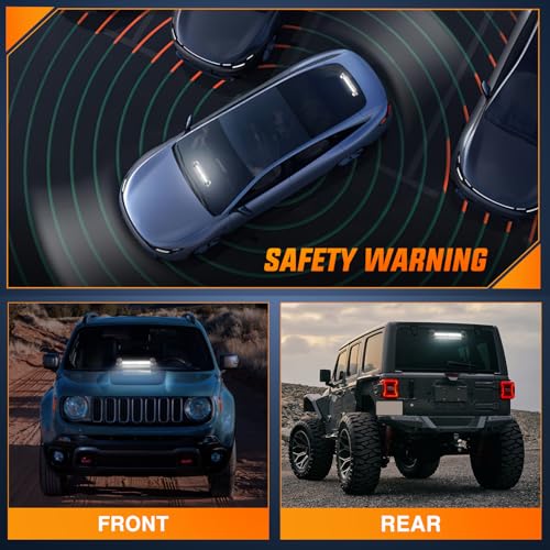 Nilight 12LED Traffic Advisor Strobe Light Bar White Emergency Warning Hazard Safety Dash Front/Rear Windshield Flashing Lights for Cars Trucks Police Firefighter Plow Construction Vehicles - color: White
