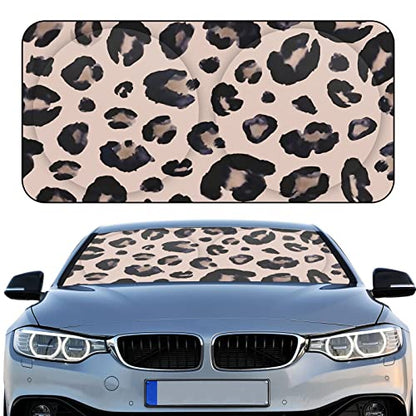 Windshield Sun Shade Foldable Car Front Window Covers for Car Accessories Sun Heat UV Rays Visor Protector Protection for Universal Cars SUV Truck(Leopard) - style: Leopard