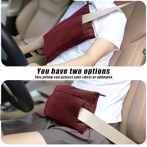 Super Soft Seatbelt Pillow, Seat Belt Pillow for Mastectomy Post-Surgery, Seat Belt Cushion for Heart Surgery Recovery, Hysterectomy Abdominal Incision Recovery Seatbelt (Wine, Large) - color: Wine