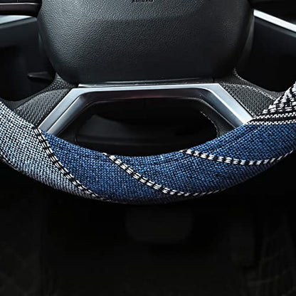 Valleycomfy Cloth Steering Wheel Covers for Women Bohemian Universal 15 inch Baja Blanket Enthic Blue - color: ClothD