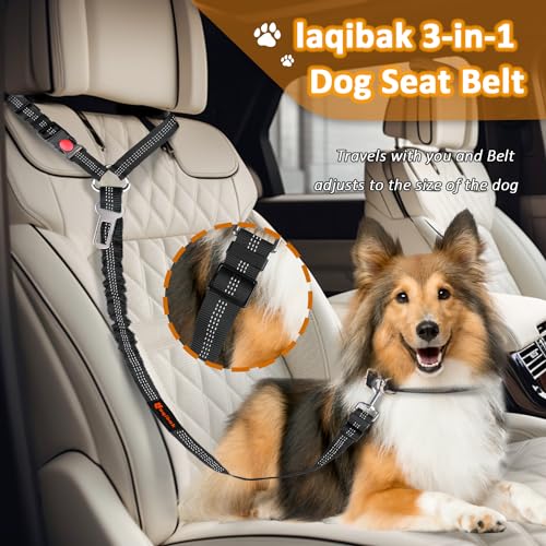 Removable Dog Seat Belt Harness for Car, 3 in 1 Pet Dog Car Seatbelt Leash, Retractable Restraint Secures to Vehicle Headrest & Adjustable Reflective Bungee Dog Seatbelt Tether, Black - color: 2PCS Black