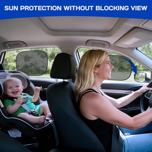 Car Window Shades for Baby, 4PCS 20"x12" Static Cling Window Shade, Window Covers for Side Front Back Windows, Blocks UV, Universal Fit, Pop Open Design - size: 4pcs Universal Car Side Shades
